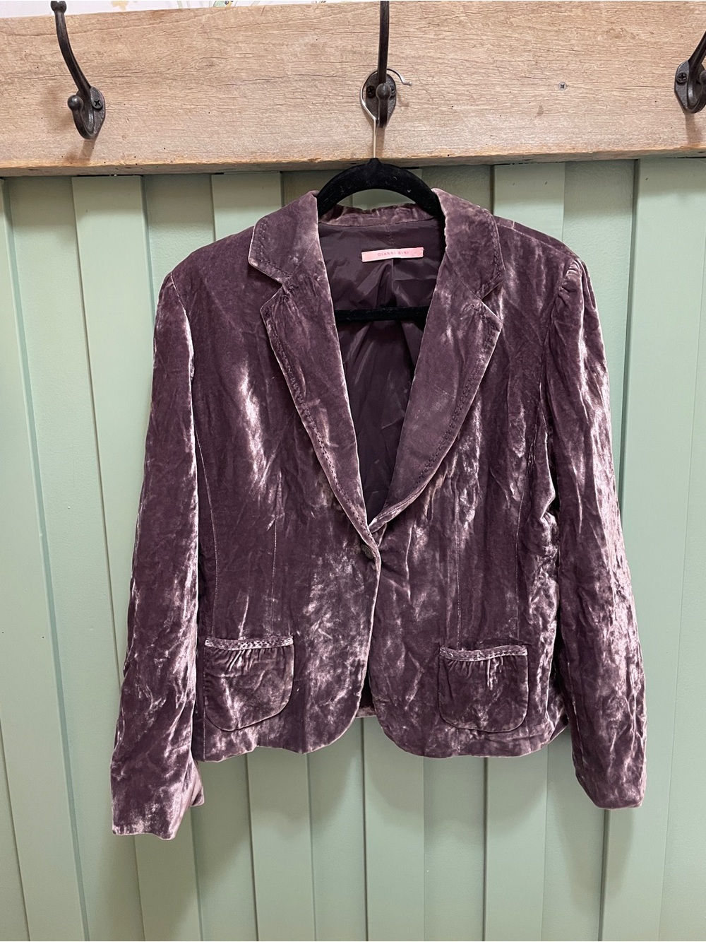Gianni Bini Crushed Velvet Blazer in Plum Silk Blend Large